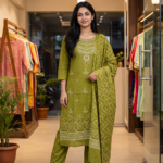 Olive Green 3-Piece Kurta Palazzo Set