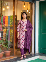 Pink & Purple Printed 3-Piece Kurta Pant Set with Dupatta - Image 2