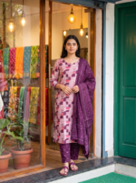 Pink & Purple Printed 3-Piece Kurta Pant Set with Dupatta