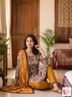 Multicolour Printed 3-Piece Kurta Pant Set with Mustard Dupatta - Image 5