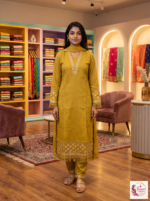 Mustard Yellow Embroidered 3-Piece Kurta Pant Set with Dupatta
