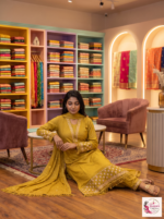 Mustard Yellow Embroidered 3-Piece Kurta Pant Set with Dupatta - Image 4