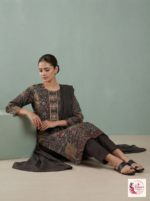 Black & Brown Printed 3-Piece Kurta Pant Set with Dupatta - Image 2