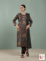 Black & Brown Printed 3-Piece Kurta Pant Set with Dupatta - Image 3