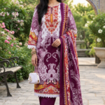 Purple Floral Printed 3-Piece Kurta Pant Set with Dupatta