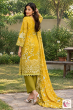 Mustard Yellow Floral Printed 3-Piece Kurta Pant Set with Dupatta - Image 2